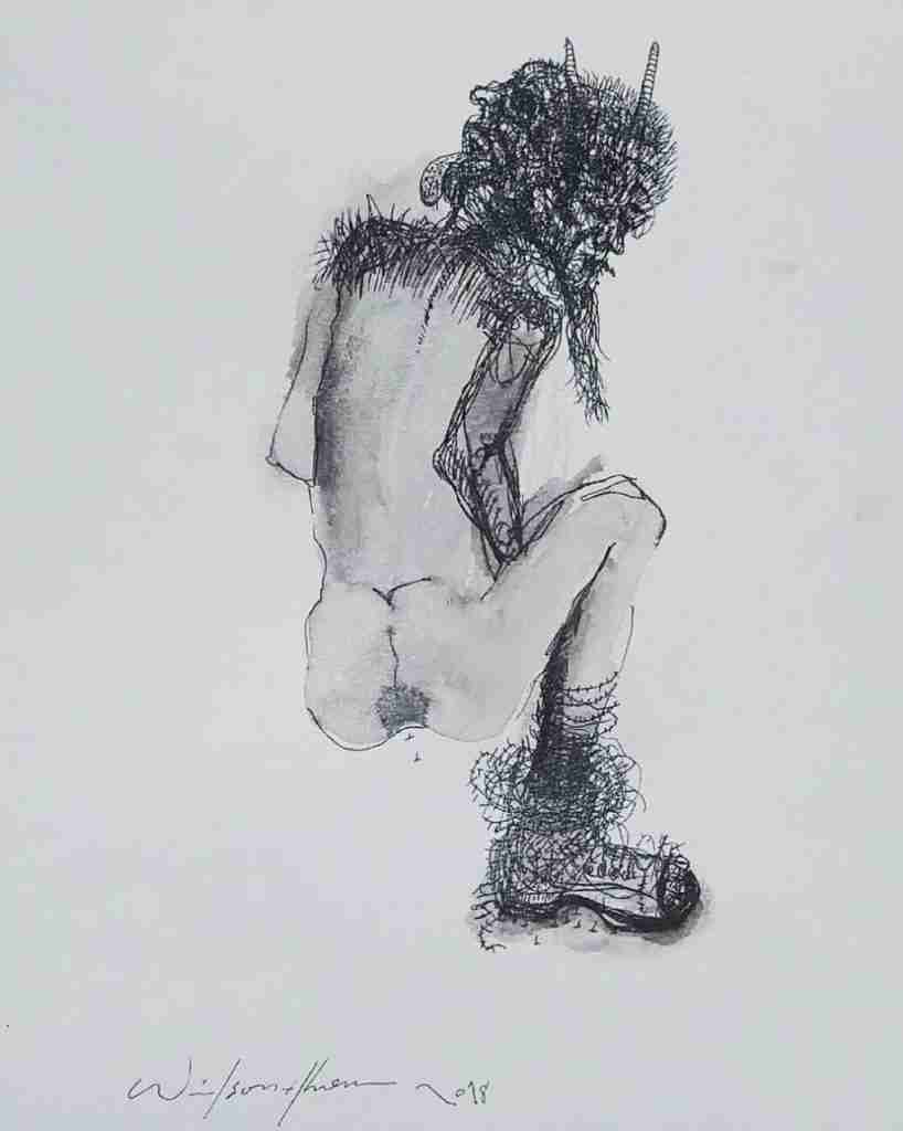 Transfiguración Serie Gravitaciones Técnica tinta sobre papel 300 grs Medidas 27,9 × 38,1 cms Autor Wilson Abreu Origen República Dominicana. Año 2018