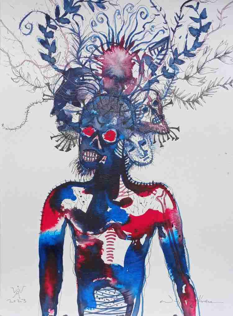 Serie Mutante. Wilson Abreu. La furia del pueblo. Serie Mutante. Tinta/papel 300 grs. 12"×9" pulgadas. Año 2023