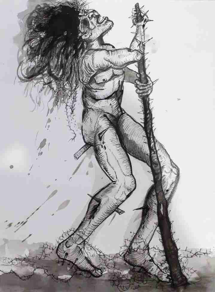 Serie Tiempos Oscuros. Wilson Abreu. Sadomasoquista. Serie Tiempos oscuros. Tinta Papel 300 grs. 9 x 12 pulgadas. Año 2022. Colección Privada