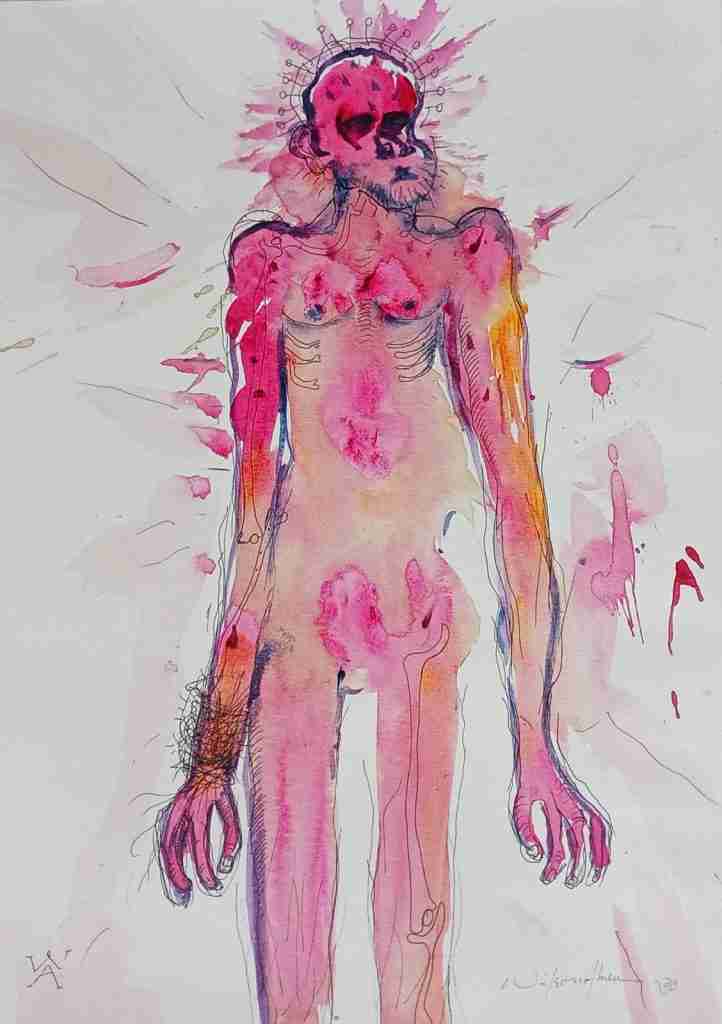 Wilson Abreu. Título Hombre. Tinta sobre papel 300 grs. 11 x 15 pulgadas. Año 2020